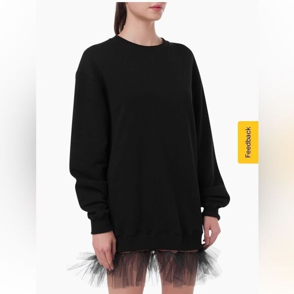 ACT N1 Made in Italy Mini Sweatdress With Tulle in black - Picture 3 of 15